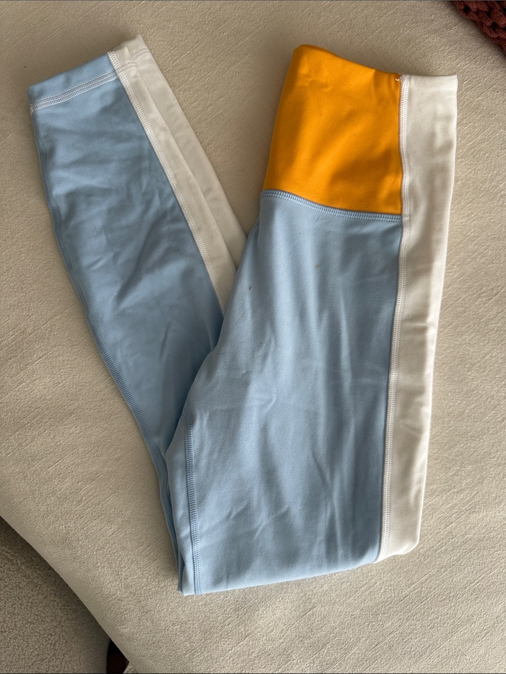 Spiritual Gangster Colorblock Leggings - Light Blue, Yellow & White